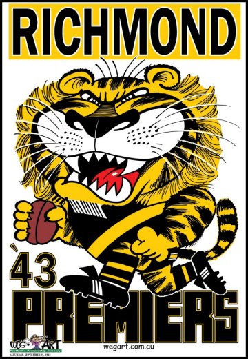 1943 Richmond Tigers Premiership WEG Poster